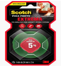FITA DUPLA FACE FIXA FORTE 24MMX2M 5KG 3M